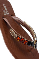 Kadın Kahverengi Taşlı Jelly Terlik | Derimod