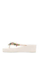 Kadın Beyaz Parmak Arası Taşlı Dolgu Topuk Jelly Terlik | Derimod