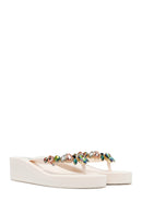 Kadın Beyaz Parmak Arası Taşlı Dolgu Topuk Jelly Terlik | Derimod