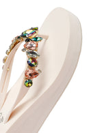 Kadın Beyaz Parmak Arası Taşlı Dolgu Topuk Jelly Terlik | Derimod