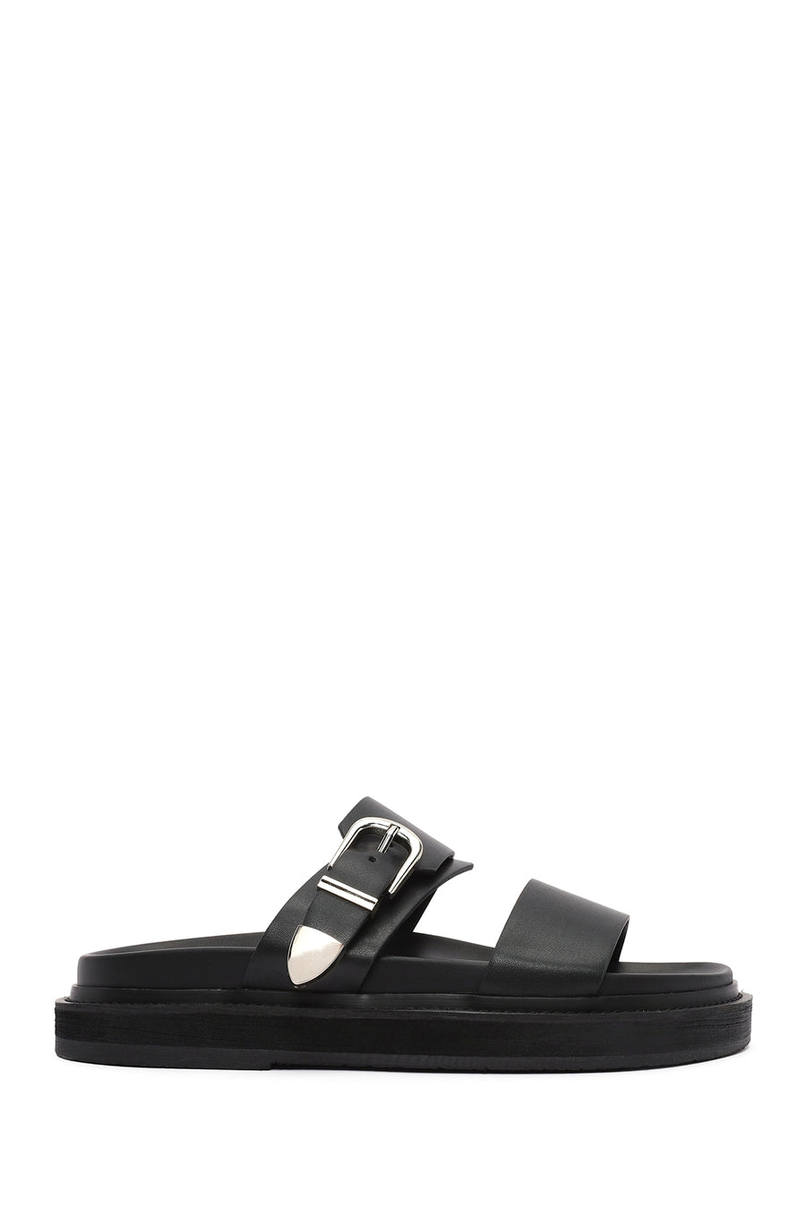 Women's Black Buckled Slippers 25SFE492418 | Derimod