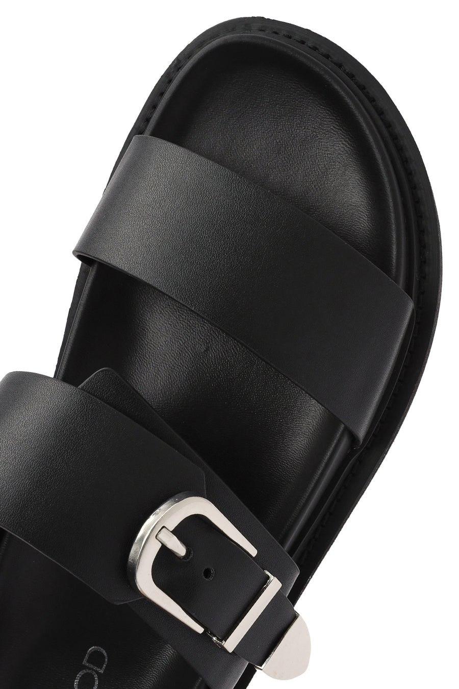 Women's Black Buckled Slippers