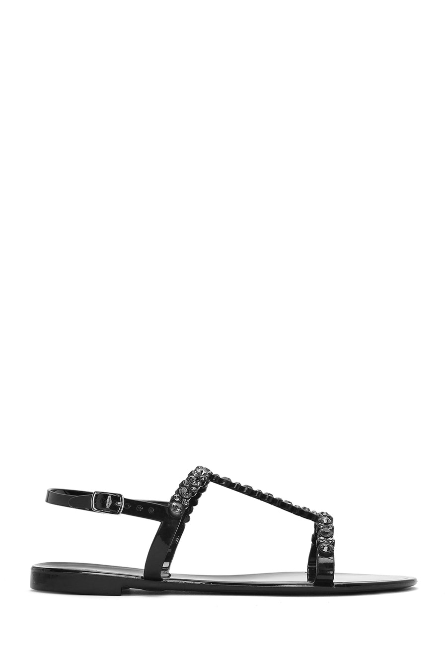 Women's Black Jelly Back Buckle Stoned Sandals 25SFE4927PV | Derimod