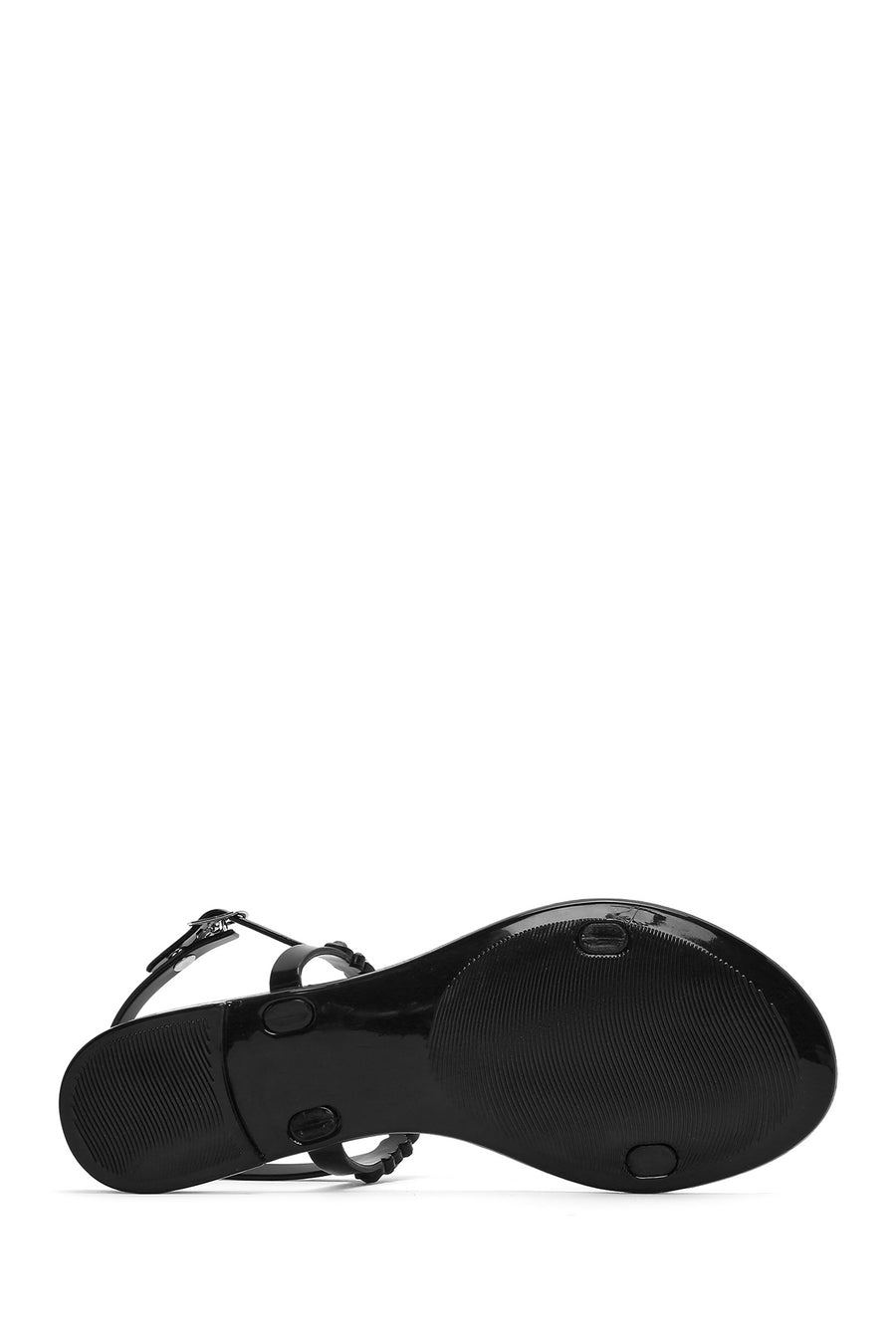 Women's Black Jelly Back Buckle Stoned Sandals