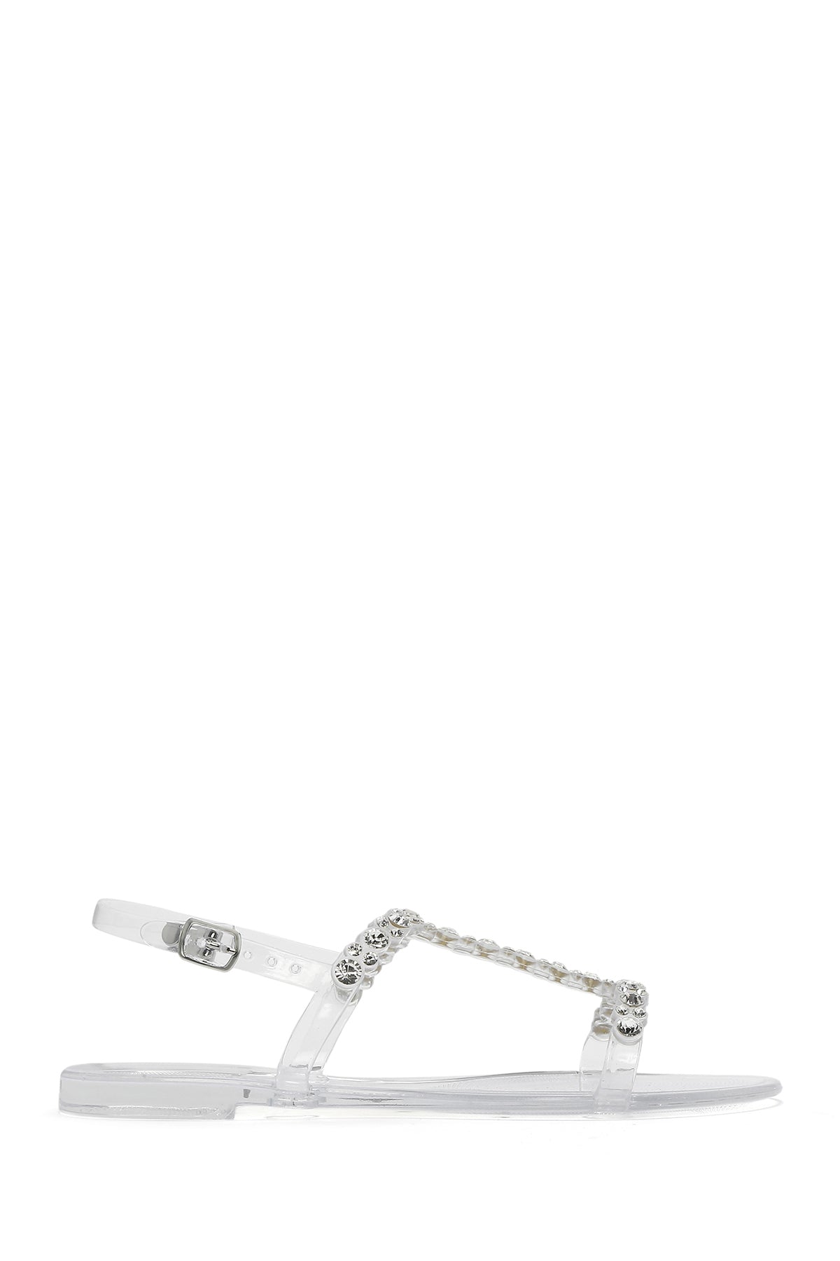 Women's Transparent Jelly Back Buckle Stone Sandals 25SFE4927PV | Derimod