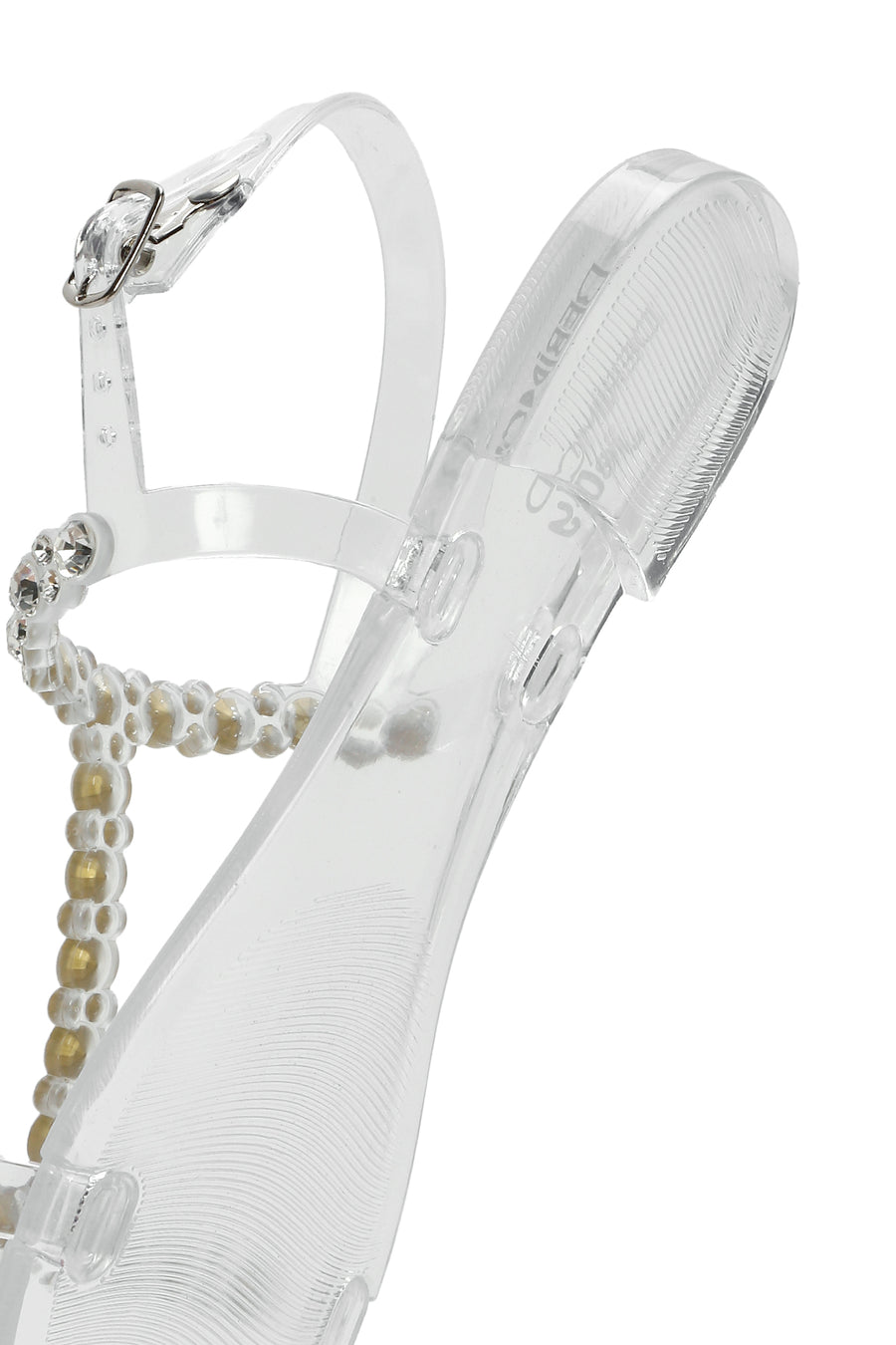 Women's Transparent Jelly Back Buckle Stone Sandals