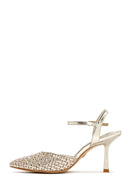 Kadın Altın Bilekten Tokalı Örgülü İnce Topuklu Ayakkabı | Derimod