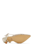 Kadın Altın Bilekten Tokalı Örgülü İnce Topuklu Ayakkabı | Derimod