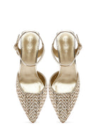Kadın Altın Bilekten Tokalı Örgülü İnce Topuklu Ayakkabı | Derimod