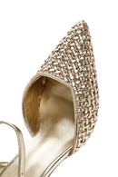 Kadın Altın Bilekten Tokalı Örgülü İnce Topuklu Ayakkabı | Derimod