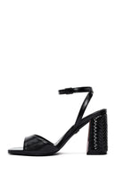 Kadın Siyah Bilekten Tokalı Yüksek Kalın Topuklu Sandalet | Derimod