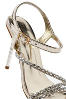 Kadın Altın Bilekten Tokalı Yüksek İnce Topuklu Sandalet | Derimod