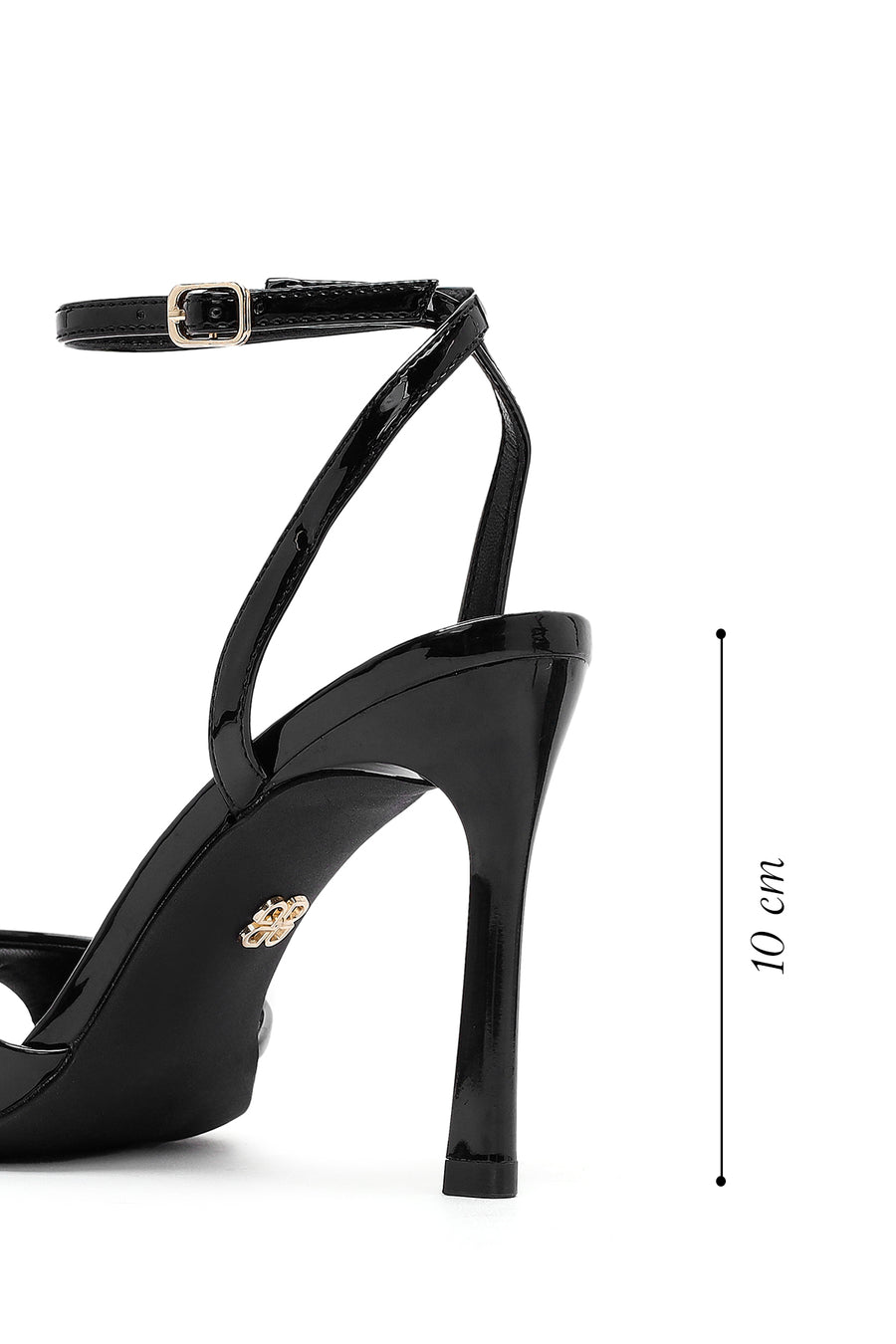 Women's Black Ankle Buckle High Thin Heel Sandals