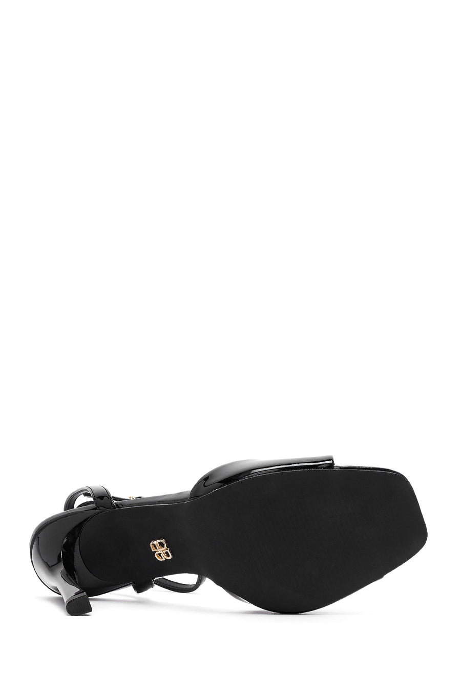 Women's Black Ankle Buckle High Thin Heel Sandals