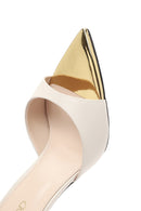 Women's Cream Ankle Strap Leather High Thin Heel Shoes | Derimod