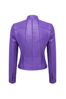 Linda Women's Purple Short Leather Jacket | Derimod