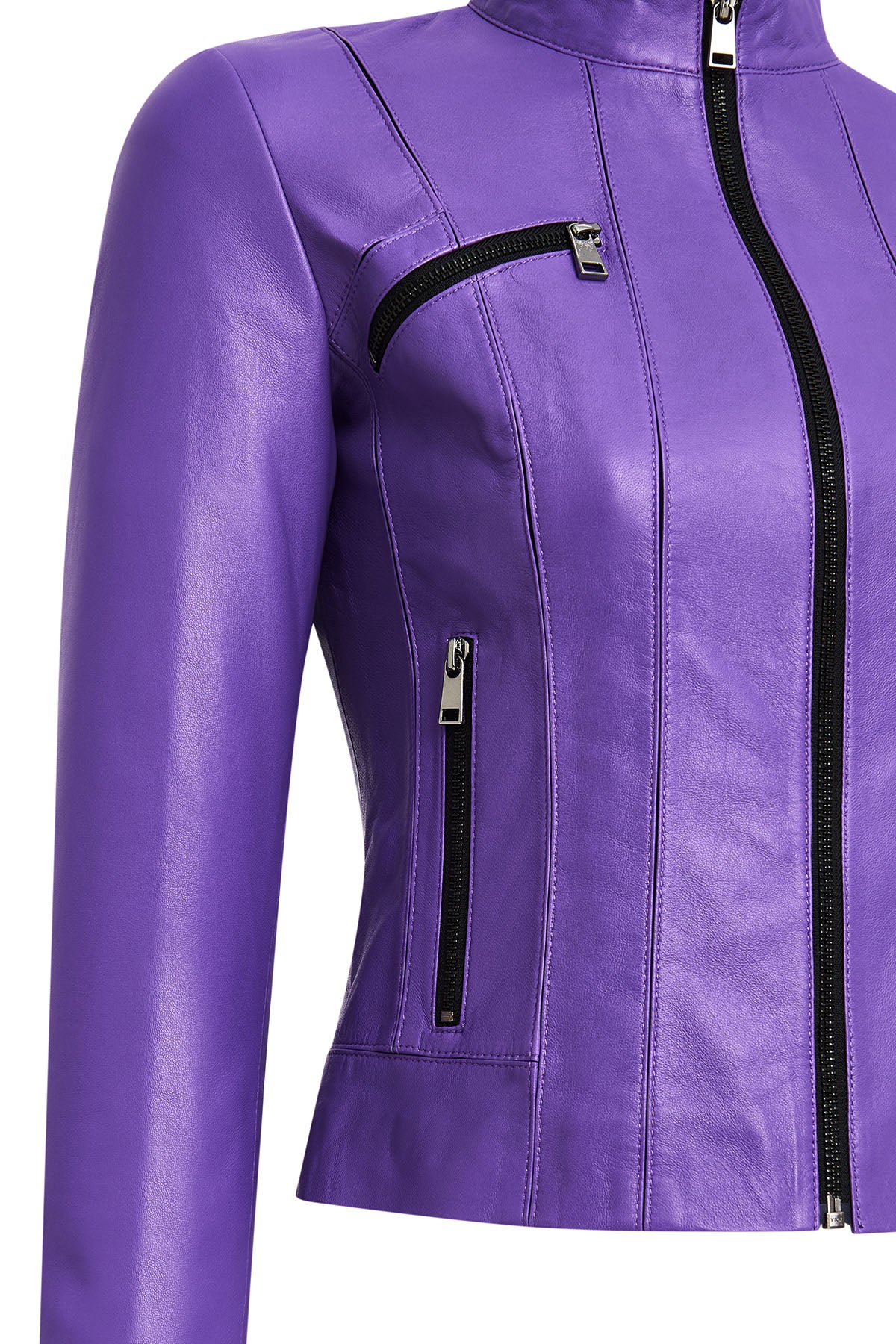Linda Kadın Mor Kısa Deri Ceket