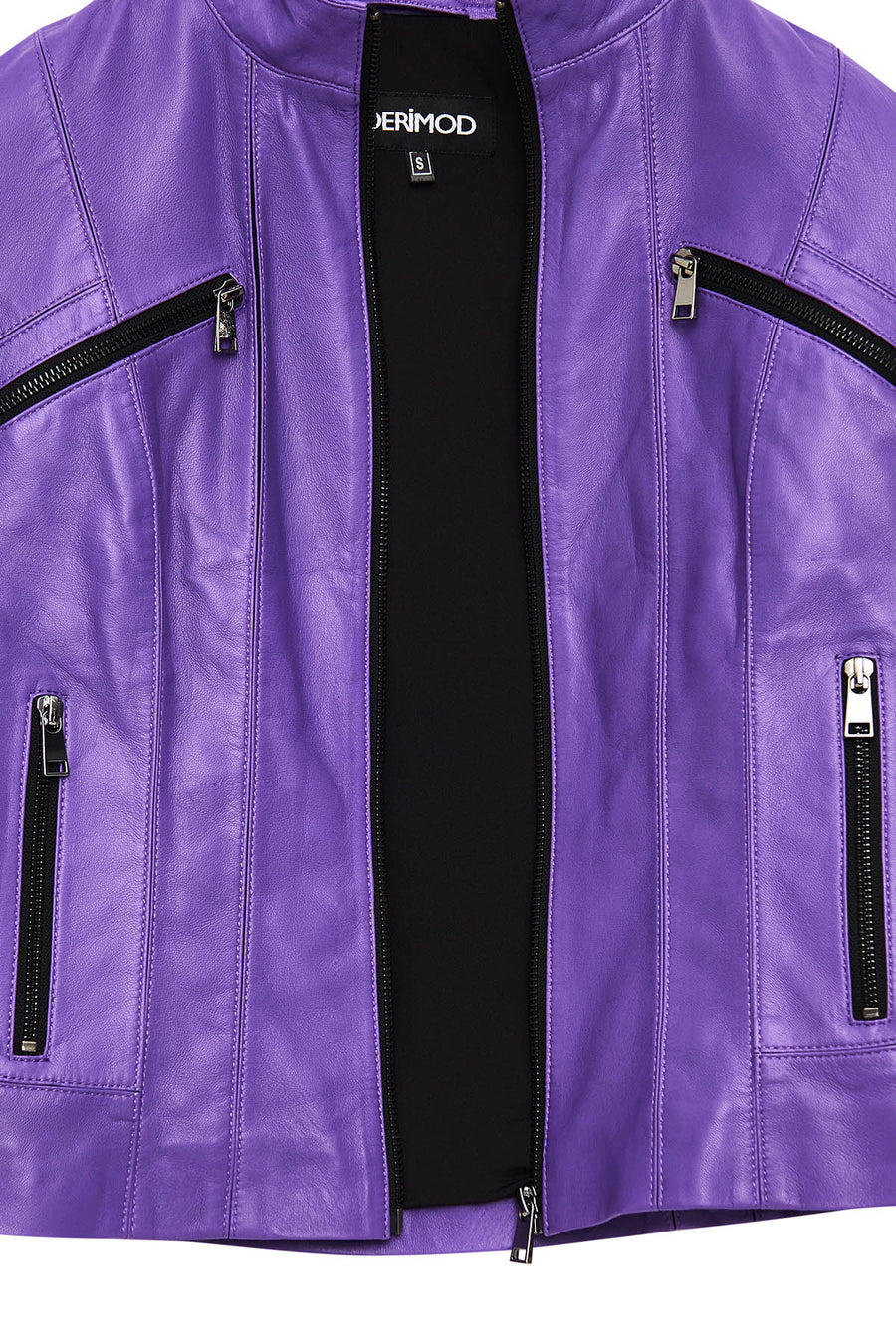 Linda Women's Purple Short Leather Jacket