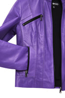 Linda Women's Purple Short Leather Jacket | Derimod