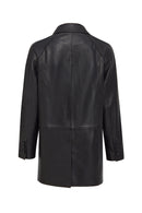 Wendy Kadın Siyah Kruvaze Yaka Uzun Deri Ceket | Derimod