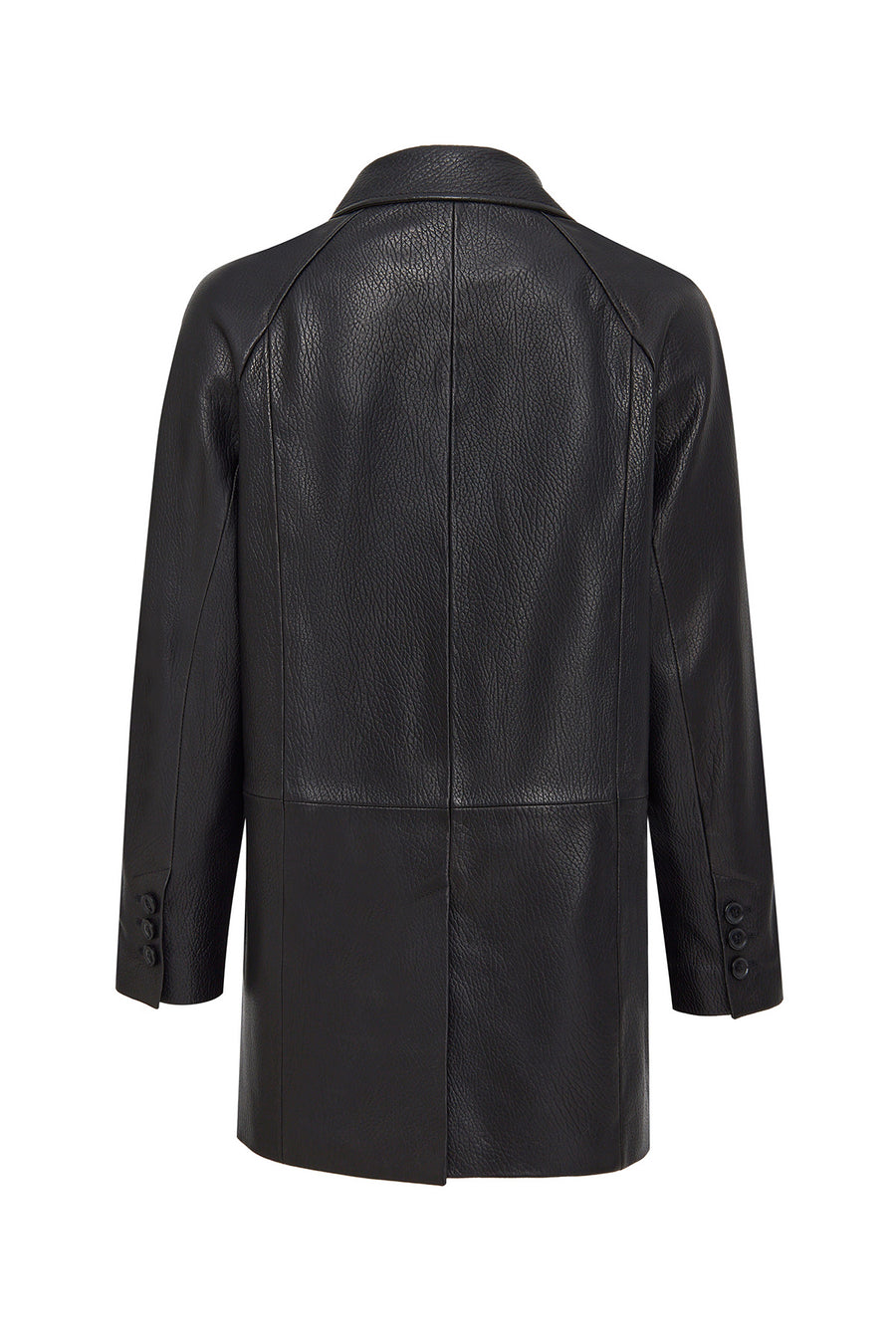 Wendy Women's Black Double Breasted Long Leather Jacket