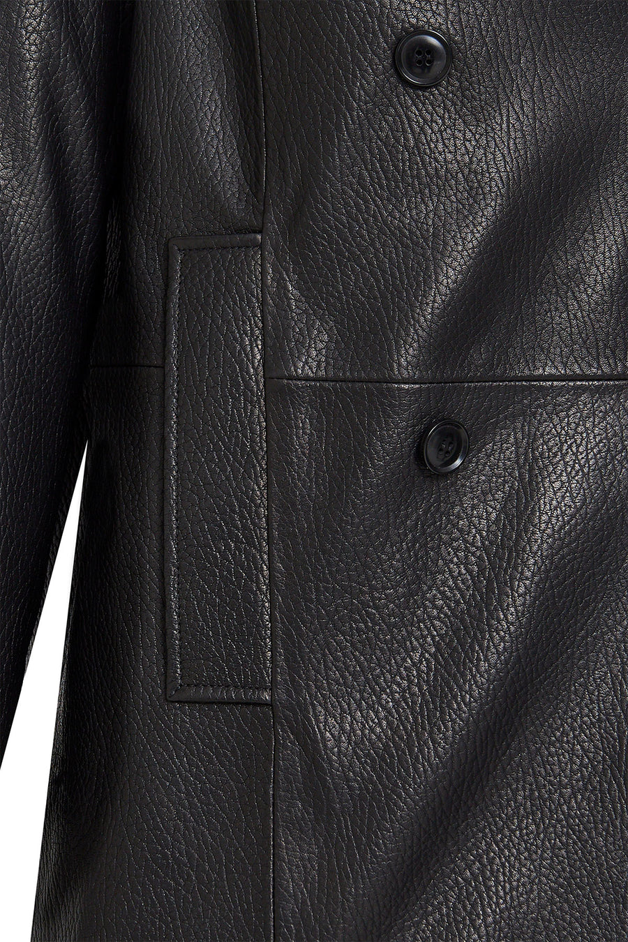 Wendy Women's Black Double Breasted Long Leather Jacket