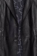 Wendy Kadın Siyah Kruvaze Yaka Uzun Deri Ceket | Derimod