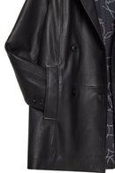 Wendy Kadın Siyah Kruvaze Yaka Uzun Deri Ceket | Derimod