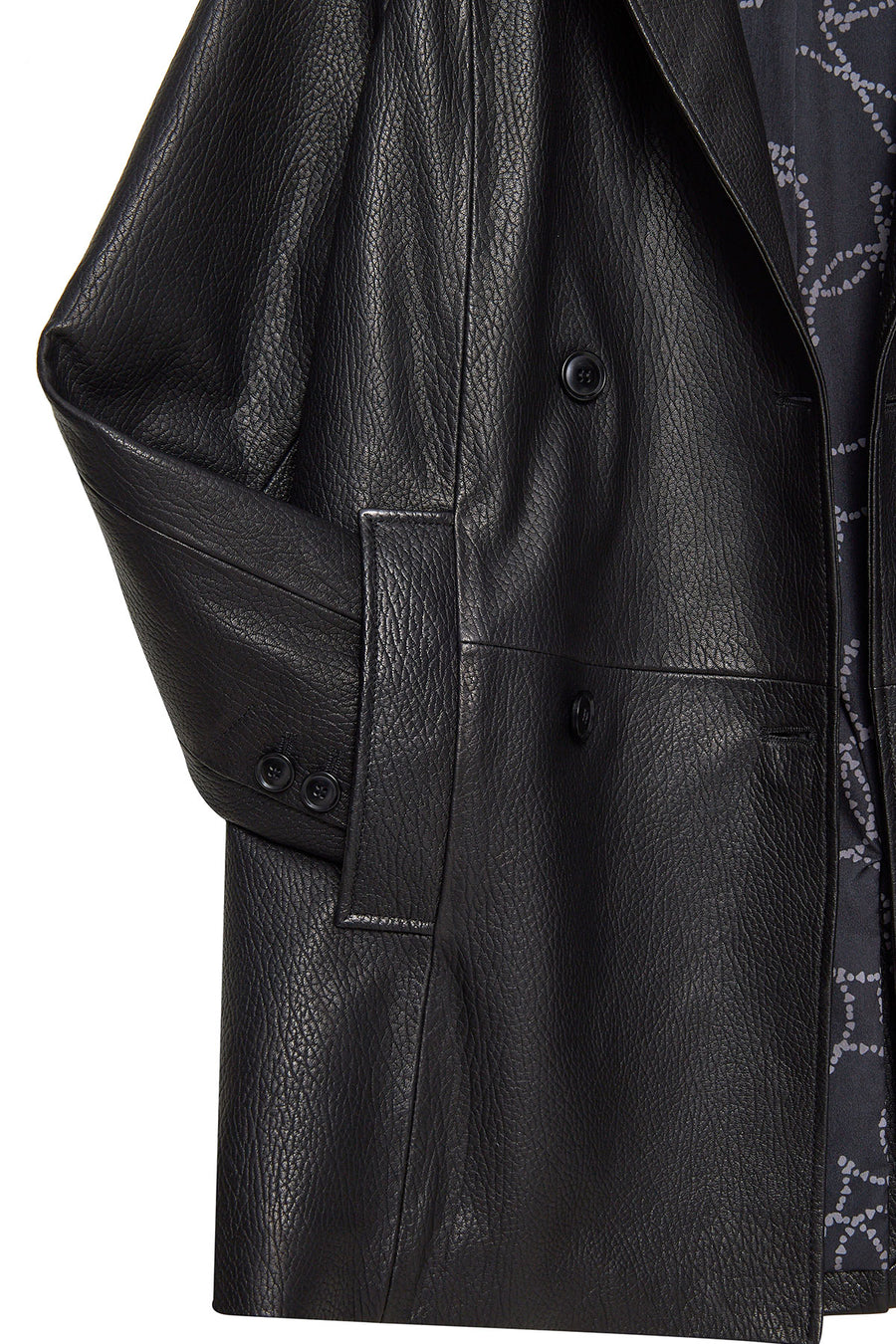 Wendy Women's Black Double Breasted Long Leather Jacket