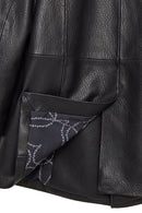 Wendy Kadın Siyah Kruvaze Yaka Uzun Deri Ceket | Derimod