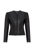 Flora Kadın Siyah Slim Kısa Deri Ceket | Derimod