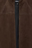 Neymar Men's Chestnut Man Collar Slim-Fit Suede Leather Jacket | Derimod