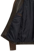 Neymar Men's Chestnut Man Collar Slim-Fit Suede Leather Jacket | Derimod