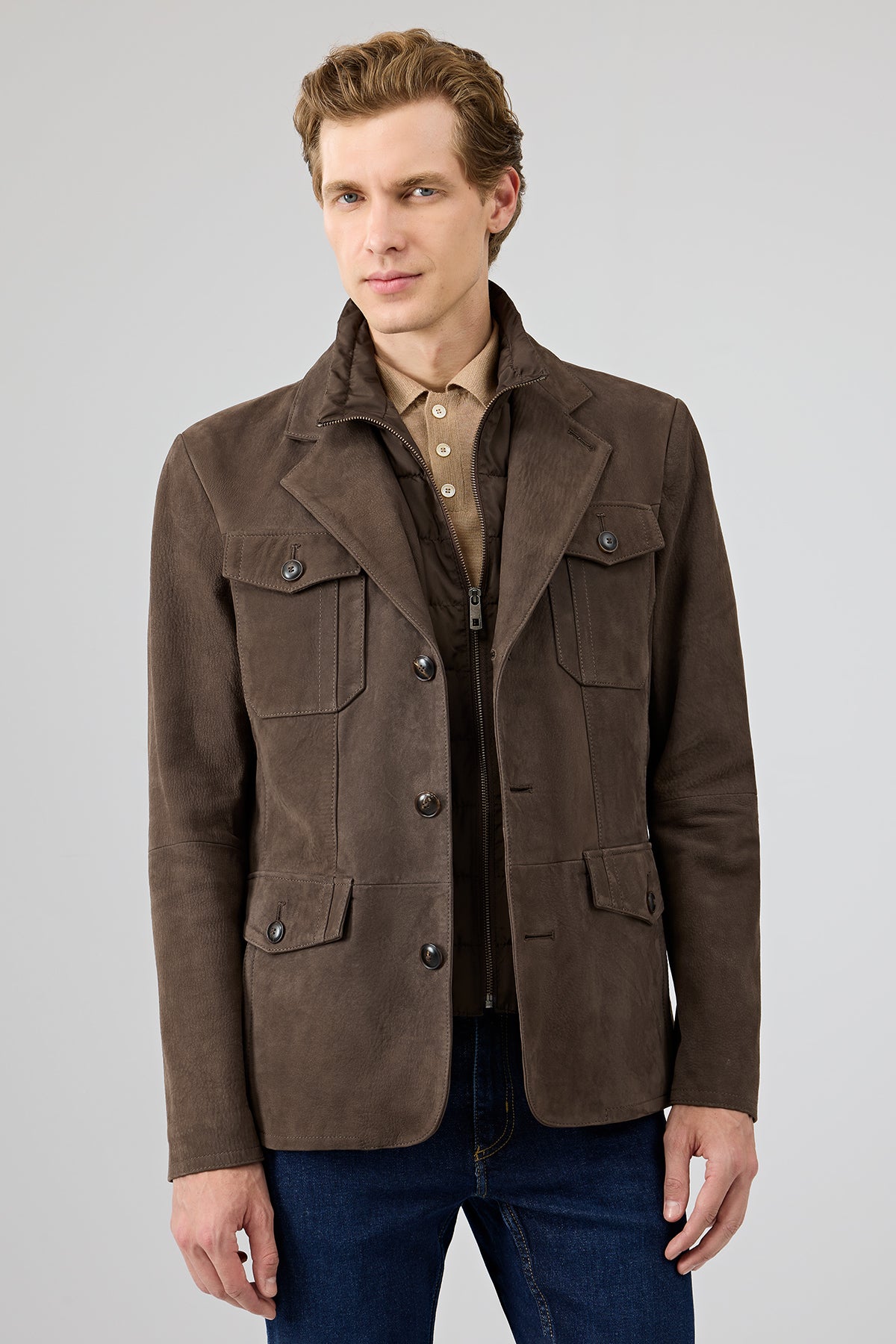 Sacramento Erkek Kahverengi Nubuk Deri Mont 25SGD6563V3 | Derimod