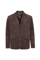 Rodrygo Men's Brown Blazer Suede Leather Jacket | Derimod