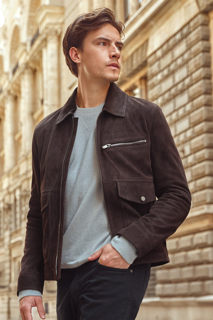 Morata Men's Brown Nubuck Leather Jacket 25SGD6566V3 | Derimod