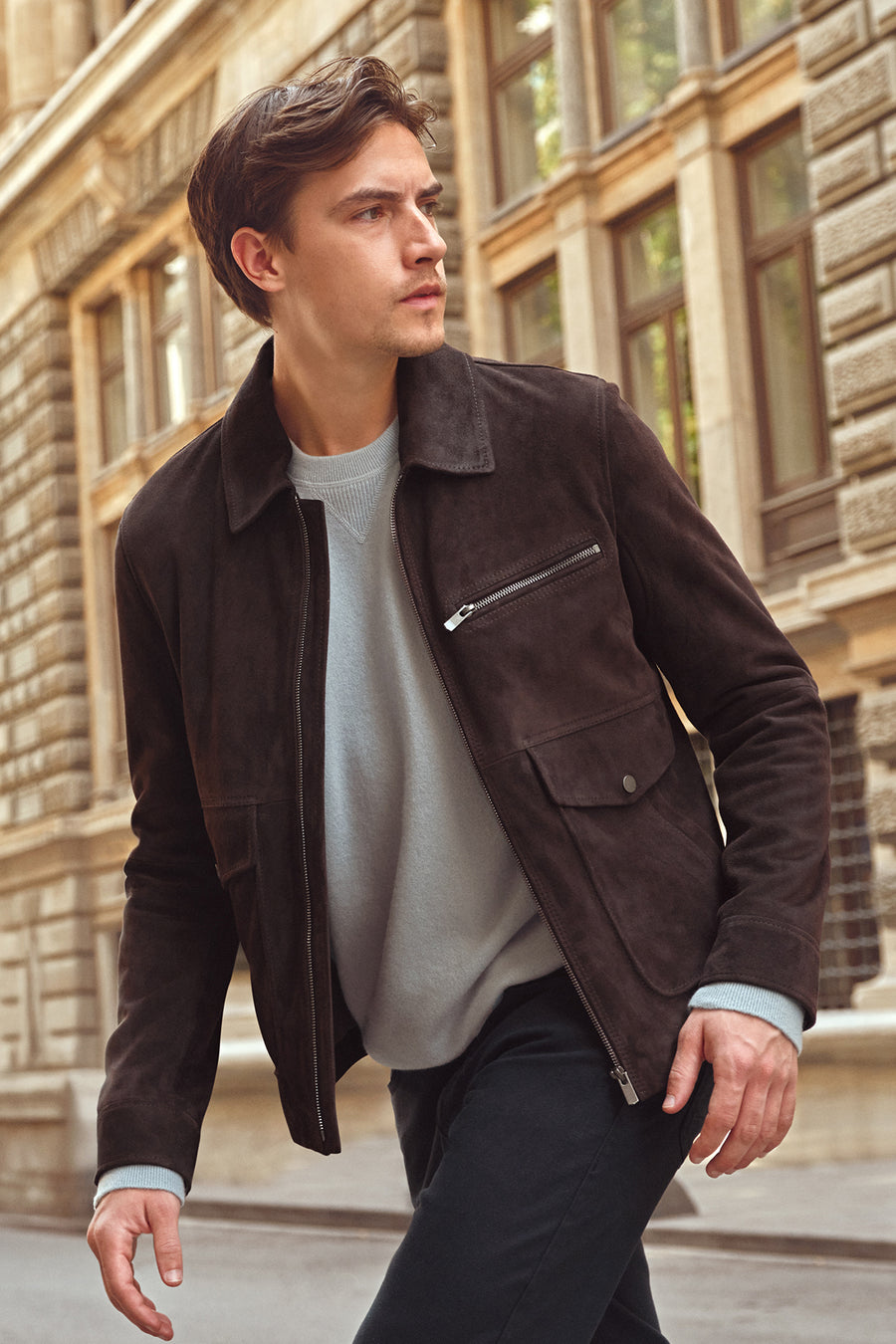 Morata Men's Brown Nubuck Leather Jacket