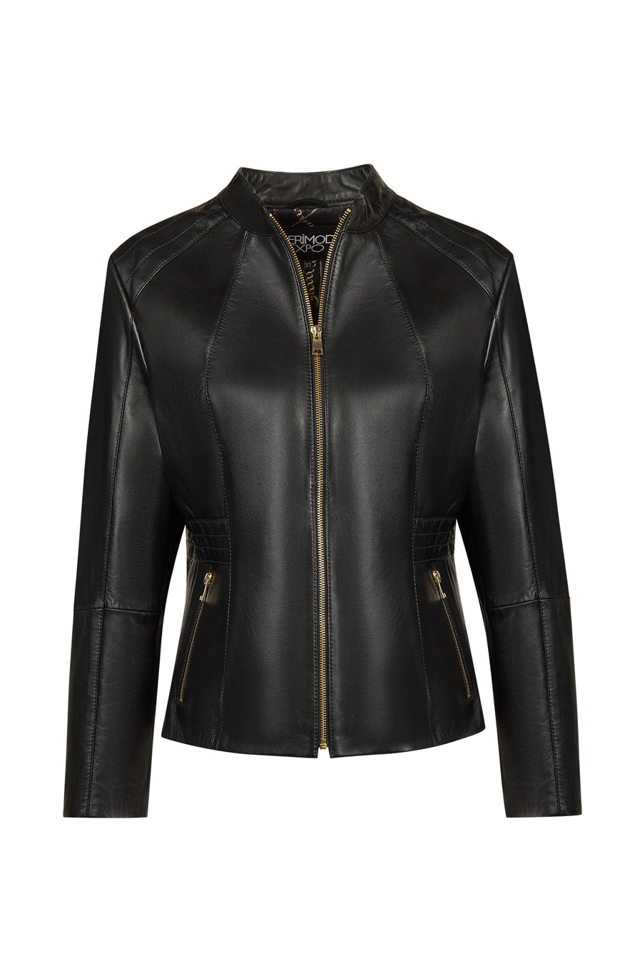 Lydia (Plus) Women's Black Wide Fit Zippered Leather Jacket