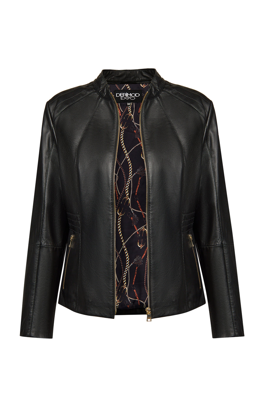 Lydia (Plus) Women's Black Wide Fit Zippered Leather Jacket
