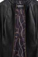 Lydia (Plus) Kadın Siyah Geniş Kalıp Fermuarlı Deri Ceket | Derimod