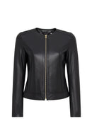 Zoey Women's Black Short Leather Jacket | Derimod