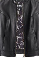 Zoey Women's Black Short Leather Jacket | Derimod