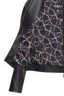 Zoey Women's Black Short Leather Jacket | Derimod