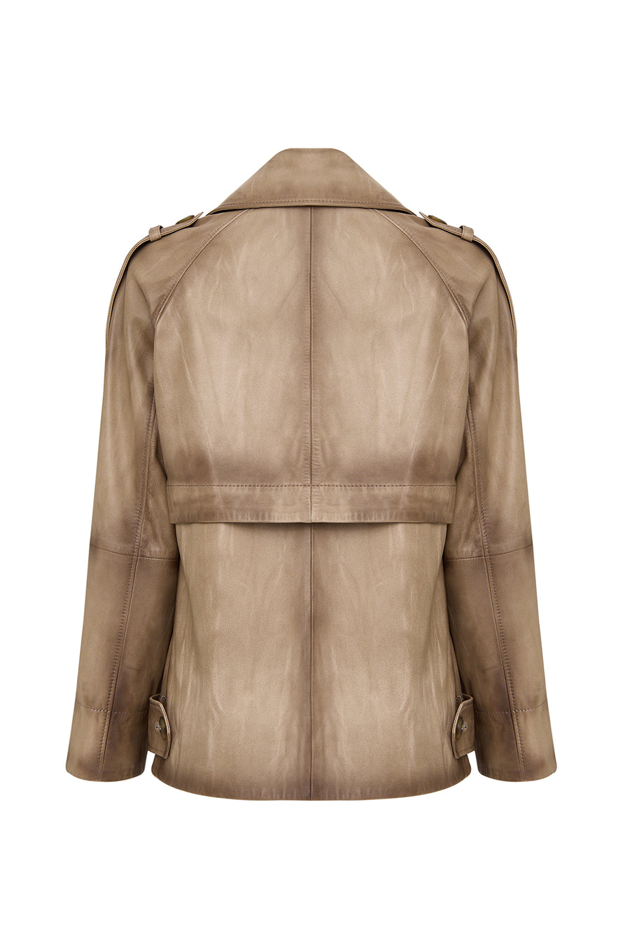 Estel Women's Beige Double-Breasted Oversize Leather Jacket