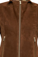Lara Kadın Kahverengi Kısa Süet Deri Ceket | Derimod