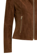 Lara Kadın Kahverengi Kısa Süet Deri Ceket | Derimod