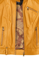 Sonia Kadın Sarı Hakim Yaka Kısa Deri Ceket | Derimod