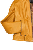 Sonia Kadın Sarı Hakim Yaka Kısa Deri Ceket | Derimod