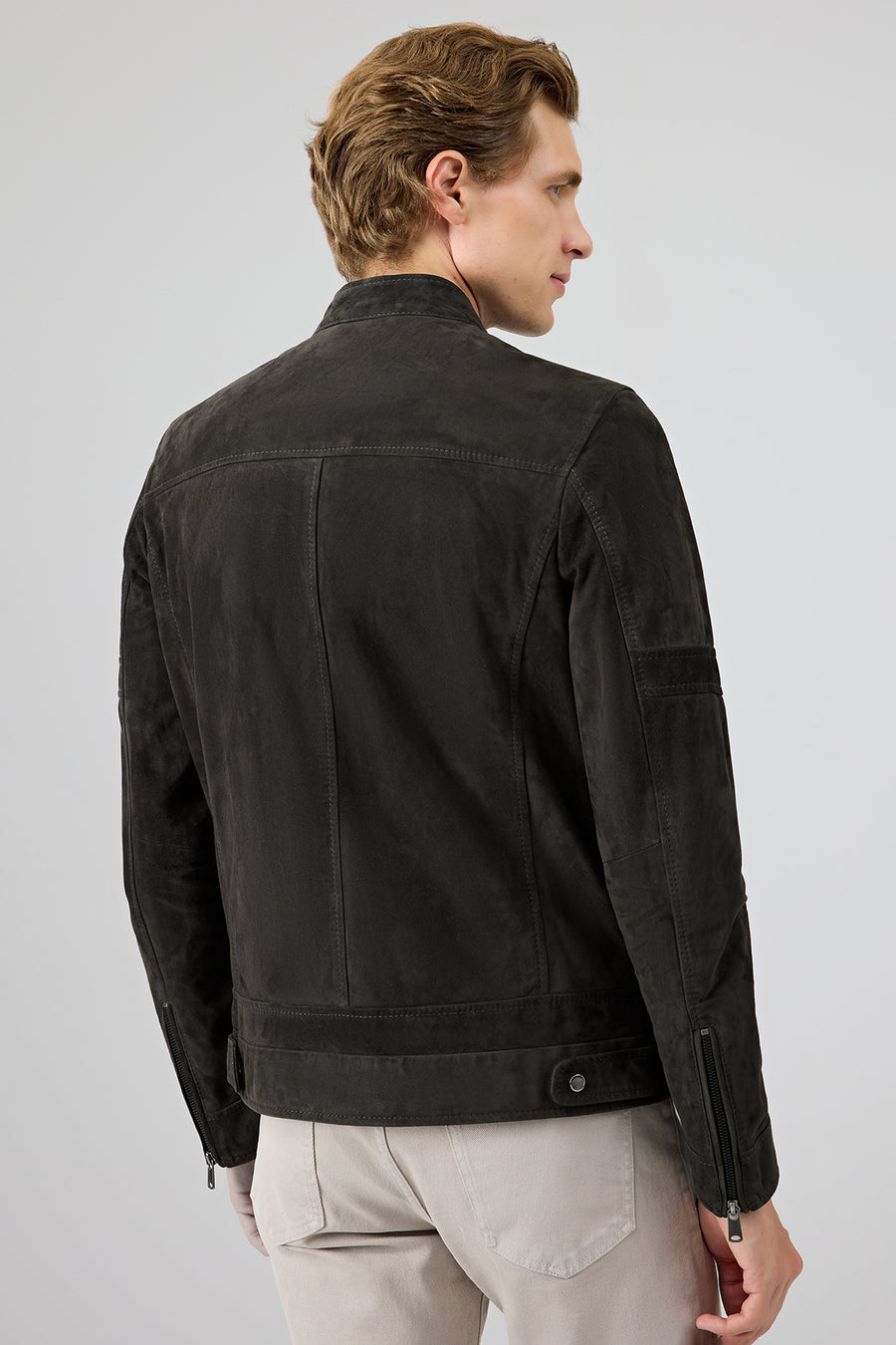 Patrick Men's Grey Suede Leather Jacket