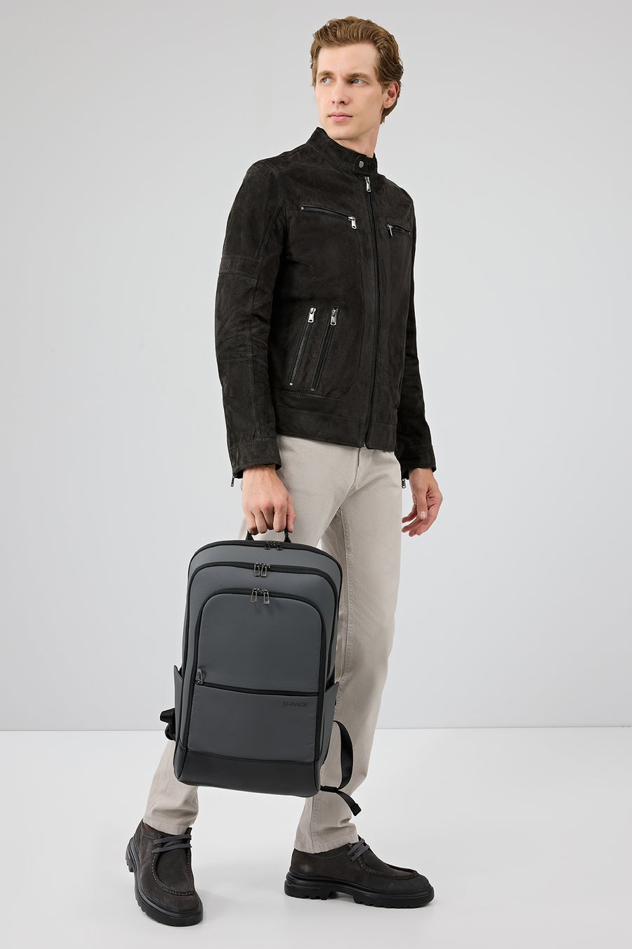 Patrick Men's Grey Suede Leather Jacket